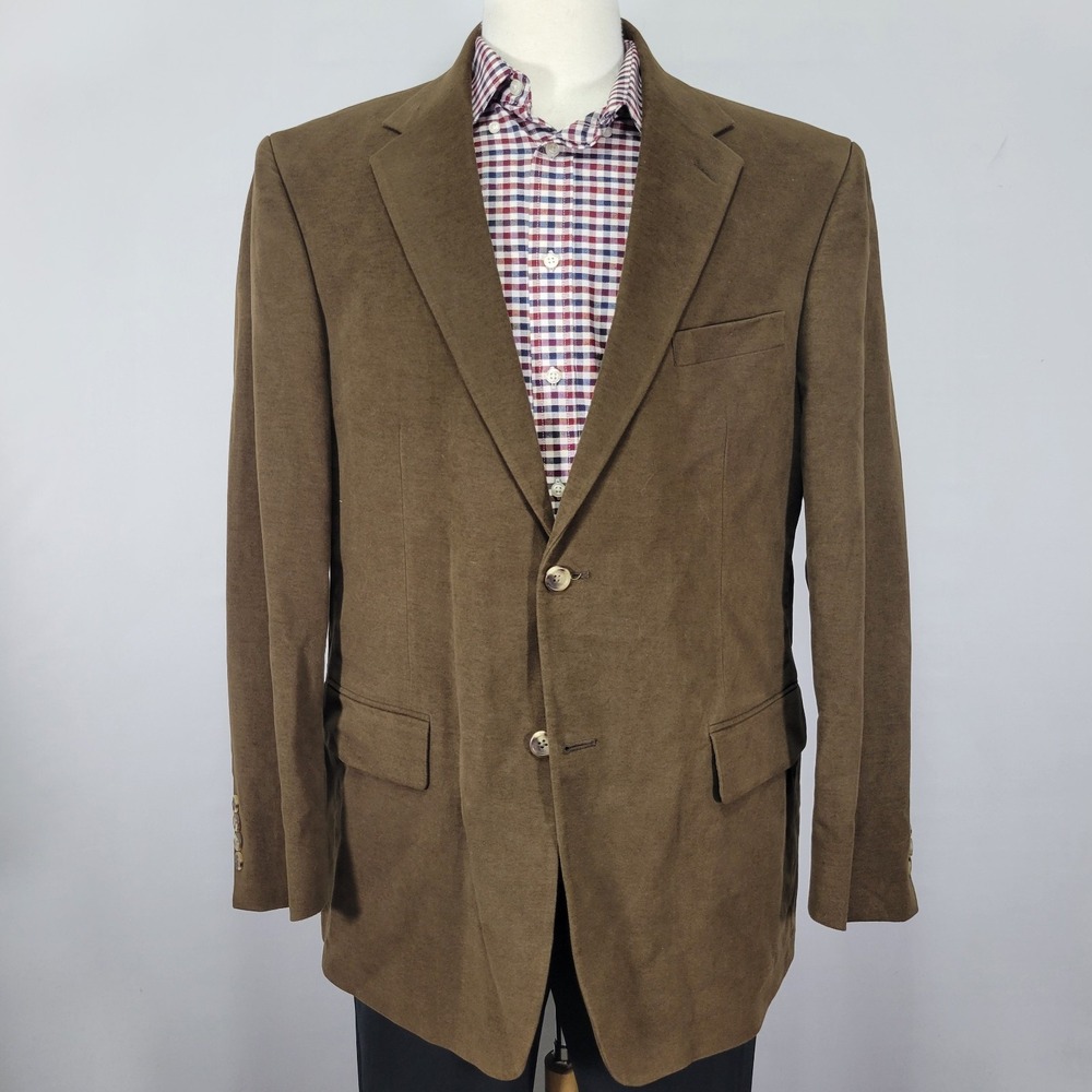 Nautica‎ Men's Sport Coat Blazer Two Button Brown Suede Cotton Size 44R